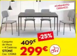 Conforama Conjunto de Mesa +4 Cadeiras STONE promoção