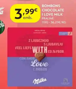 Spar Bombons chocolate i love milk praliné promoção
