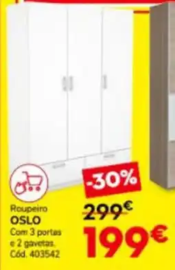 Conforama Roupeiro OSLO Com 3 portas 2 gavetas. promoção