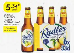 Spar Cerveja c/ álcool radler c/ sumo limão promoção