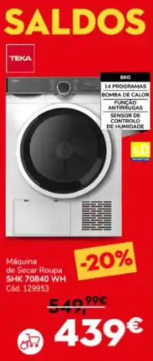 Conforama TEKA Máquina de Secar Roupa SHK 70840 WH promoção