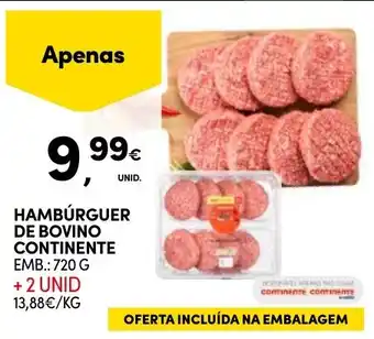 Continente Hamburguer de bovino continente promoção