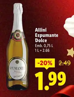 Lidl Allini Espumante Dolce promoção