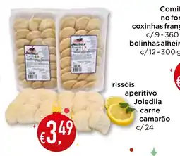 Bolama rissóis aperitivo Joledila carne camarão promoção