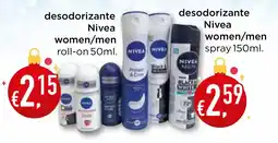 Bolama desodorizante Nivea women/men roll-on promoção