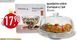 Bolama queijeira vidro Zurique c/pé 31 cm. promoção