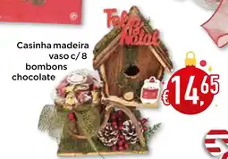 Bolama Casinha madeira vaso c/8 bombons chocolate promoção