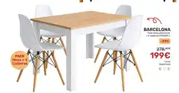 Homy Casa BARCELONA Pack mesa extensível + 4 cadeiras DENVER II promoção