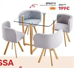 Homy Casa SPACY II Conjunto Mesa e 4 cadeiras promoção