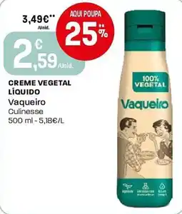 Intermarché Creme vegetal líquido Vaqueiro Culinesse promoção