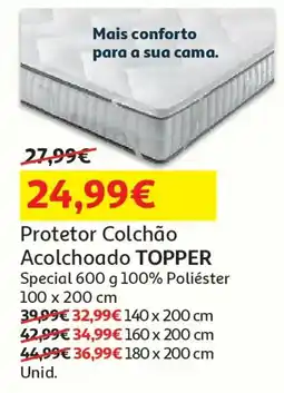 Auchan Protetor Colchão Acolchoado TOPPER promoção