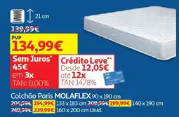 Auchan Colchão Paris MOLAFLEX 90 x 190 cm promoção