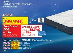 Auchan Colchão Solteiro MOLAFLEX Orion 90 x 190 cm promoção
