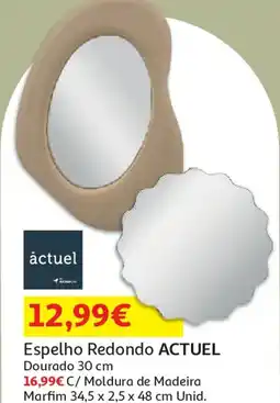Auchan Espelho Redondo ACTUEL Dourado 30 cm promoção