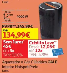 Auchan Aquecedor a Gás Cilíndrico GALP Interior Hotspot Preto promoção