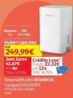 Auchan Desumidificador ROWENTA Compact DH5250F0 promoção