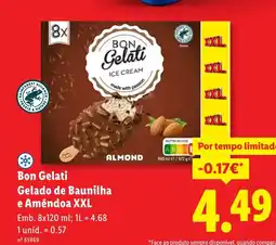 Lidl Bon Gelati Gelado de Baunilha e Amêndoa XXL promoção