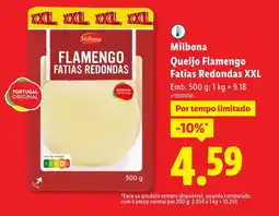 Lidl Milbona Queijo Flamengo Fatias Redondas XXL promoção