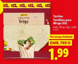 Lidl Tastino Tortilhas para Wraps XXL promoção