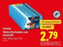 Lidl Sondey Wafers Recheados com Avelã XXL promoção