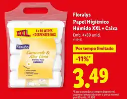 Lidl Floralys Papel Higiénico Húmido XXL + Caixa promoção