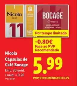 Lidl Nicola Cápsulas de Café Bocage promoção