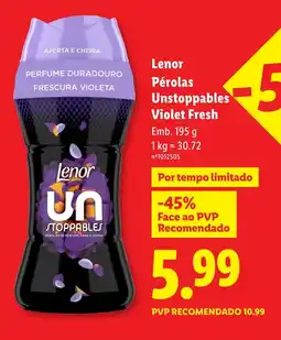 Lidl Lenor Pérolas Unstoppables Violet Fresh promoção