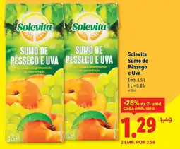 Lidl Solevita Sumo de Pêssego e Uva promoção