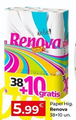 Miranda Supermercados Papel Hig. Renova 38+10 un. promoção