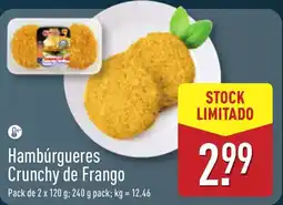 ALDI Hambúrgueres Crunchy de Frango promoção
