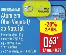 ALDI QUEBRAMAR Atum em Óleo Vegetal/ ao Natural promoção