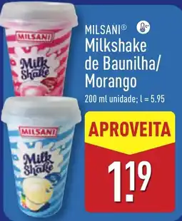 ALDI MILSANI Milkshake de Baunilha/ Morango promoção