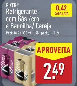 ALDI RIVER Refrigerante com Gás Zero e Baunilha/ Cereja promoção