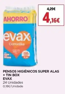 Supercor Pensos higiénicos super alas + tin box evax promoção