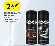 Spar Desodorizante spray axe promoção