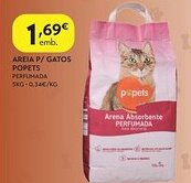 Spar Areia p/ gatos popets perfumada promoção