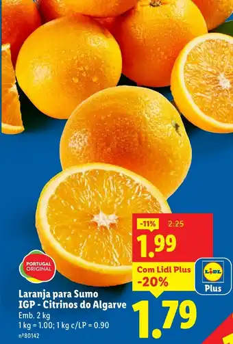 Laranja para Sumo IGP-Citrinos do Algarve