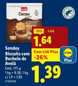 Lidl Sondey Biscuits com Recheio de Avelã promoção