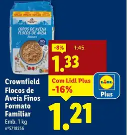 Lidl Crownfield Flocos de Aveia Finos Formato Familiar promoção