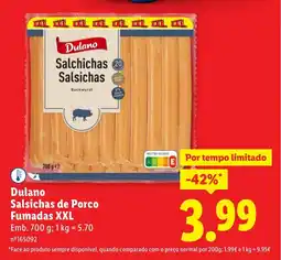 Lidl Dulano Salsichas de Porco Fumadas XXL promoção