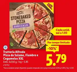 Lidl Trattoria Alfredo Pizza de Salame, Fiambre e Cogumelos XXL promoção