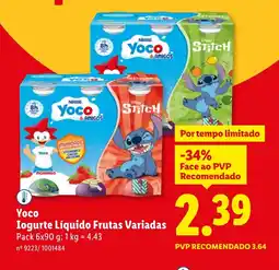 Lidl Yoco Iogurte Líquido Frutas Variadas promoção