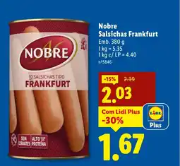 Lidl Nobre Salsichas Frankfurt promoção