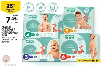 Fraldas Proteção e Conforto Continente do Bebé T3/T4/T5/T6 40 Unid