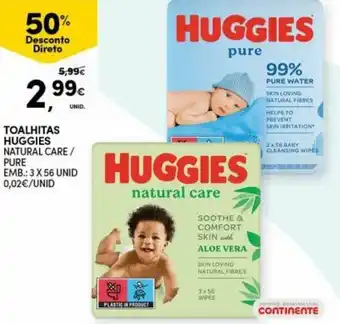 Continente Toalhitas Huggies 3 x 56 Unid promoção