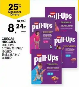 Continente Cuecas Huggies Pull Ups 36/34/28 Unid promoção
