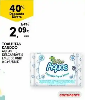 Continente Toalhitas Kandoo 50 Unid promoção