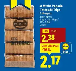 Lidl A Minha Padaria Tostas de Trigo Integral promoção