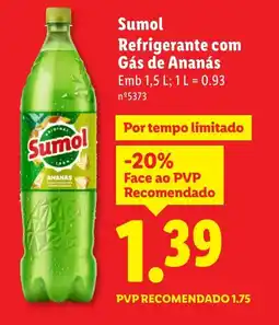 Lidl Sumol Refrigerante com Gás de Ananás promoção