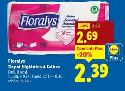 Lidl Floralys Papel Higiénico 4 Folhas promoção